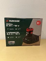 PARKSIDE 12 V Akku PAPK 12 A4, 2 Ah und Ladegerät PLGK 12 A3 Neu und OVP