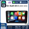 4G+64G Für AUDI A3 8P 2003-2013 Android 13 Autoradio GPS Navi SWC CarPlay 9" IPS