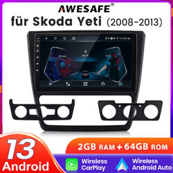 2+64GB Android 13 Carplay DAB+ Autoradio Für Skoda Yeti 2008-2013 GPS Navi WIFI