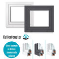 Kellerfenster Fenster Kunststoff 2 & 3 fach ALLE GRÖßEN Weiß & Anthrazit PREMIUM