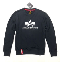 ALPHA INDUSTRIES BASIC SWEATSHIRT HERREN PULLOVER SWEATER PULLI GRAU SCHWARZ