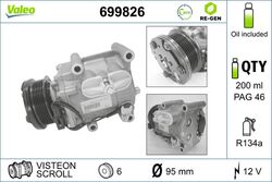 Kompressor Klimaanlage VALEO RE-GEN AT 699826 +102.34€ Pfand für FORD FOCUS 1 5