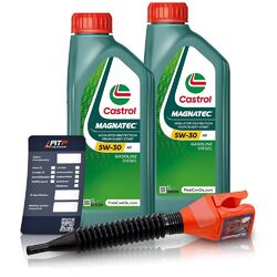 2x 1 L LITER CASTROL MAGNATEC STOP-START 5W-30 A5 MOTOR-ÖL MOTOREN-ÖL 50043652### INKL. ÖLWECHSEL-ANHÄNGER + EINFÜLLTRICHTER ###