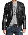 Neu Herren Echt Lammleder Lederjacke Schwarz Slim Fit Motorrad Biker Jacke