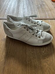 Paul Green Sneaker Gr. 43 Silber Leder Weiß Turnschuhe