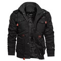 Herren Winter Fleece gefütterte Jacke warm lässig taktischer Mantel mit Kapuze