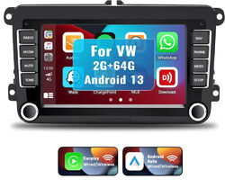 Android 13 Autoradio DAB+ Carplay GPS Navi 2+64GB für VW GOLF 5 6 Touran Polo 6R