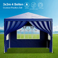 Pavillon Festzelt Picknicks Partyzelt 3 x 3 m Gartenzelt Wasserdicht Zelt Blau