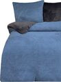 4 teilig Winter Bettwäsche 135x200 cm Teddy Plüsch Nicki Uni blau warme Fleece