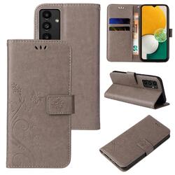 Handy Tasche für Samsung Galaxy A13 & A13 5G Handyhülle Blumen Buch Cover Grau