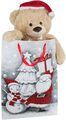 Teddybär XXL Groß Kuschelbär 100 cm Geschenk Tüte Teddy Bär mit Weihnacht Mütze