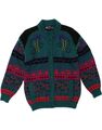 OSKAR HAUG Damen Strickjacke Pullover UK 14 Medium grün Fair Isle Acryl CC05