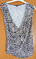 COMMA Bluse Shirt Top Gr. 40 blau creme weiß Muster Wickeloptik Visk.+Elas. sgt