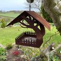 Edelrost Vogelhaus Futterhaus zum Aufhängen, Metall Garten Deko H36cm