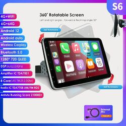 10.1" Android 12 Single 1 DIN Autoradio Carplay GPS Nav BT USB WiFi DAB 6GB+64GB