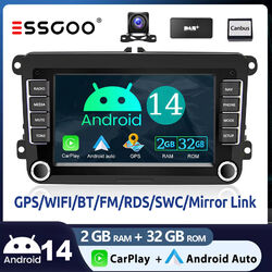 DAB+ Autoradio Android 14 Für VW GOLF 5 6 Passat 7" 2+32G CarPlay KAM GPS Nav BT