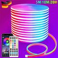 5-20m Neon LED Strip Streifen RGB Flex Schlauch diffus Lichtband Dimmbar APP DHL