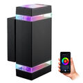 ZORA Wandleuchte Up Down Aussen IP44 schwarz mit RGB Smart GU10 LED dim WiFi 5W