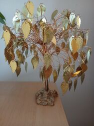 Deko-Baum mit einzeln verstellbaren Blättern, goldfarben, 22 cm Höhe