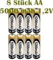 8X Akku AA 4000 mAh Wiederaufladbar Batterien Rechargeable für Viele Geräte 1,2V