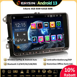 9" Android 13 DAB+Autoradio GPS Für VW Passat Polo Golf 5/6 Tiguan Caddy T5 Seat8-Kern√4GB+64GB√OPS√Canbus√CarPlay√Wifi√OBD√DVB-T2√DSP√