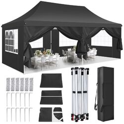 Partyzelt 3x6m Pavillon Wasserdicht Bierzelt Festzelt Garten Eventzelt Schwarz