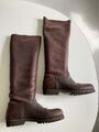 Shabbies Amsterdam Stiefel Lederstiefel 41 42 braun hoch lang dunkelbraun