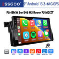 9" Android 13 Autoradio Carplay für 3er BMW E46 M3 Rover 75 2+64GB GPS NAVI +KAM