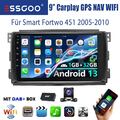 DAB+ 32G Carplay Android 13 Autoradio GPS Nav RDS Kam Für Smart Fortwo 451 05-10