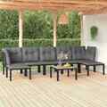 Garten Lounge Set Gartenmöbel Sitzgruppe 8-tlg. Schwarz Grau Poly Rattan vidaXL