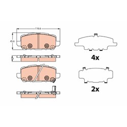 1x ORIGINAL® Trw GDB2279 Bremsbelagsatz, Scheibenbremse Hinten, inkl.