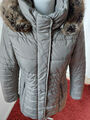 Taifun by Gerry Weber Winter Steppmantel mit Webpelz Kapuze Gr. 36 Beige/taupe