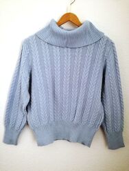 Warmer Strick-Pullover mit Rollkragen Gr. 36, hellblau