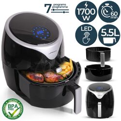 Jago® Airfryer Heißluftfritteuse 5.5L Fritteuse Mini Backofen Grill 1700W⭐⭐⭐⭐⭐ 7in1✔️Fettfrei✔️7 Programme✔️NEUWARE✔️Digital✔️