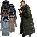 Navahoo Damen Winter Steppjacke lang Jacke gesteppt Kapuze warm gefüttert N028