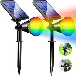 2x LED Solarleuchte Strahler Solarstrahler Spot Licht Gartenstrahler Gartenlampe
