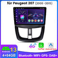 4+64G Android 13 Autoradio CarPlay NAVI GPS RDS SWC Für PEUGEOT 207 CC 2006-2015