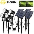 4X LED Solarleuchte Strahler Solarstrahler Gartenlampe Spot Licht Außen