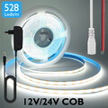 DC 12V 24V COB LED Streifen Stripe WW/NW/CW Lichtband Lichterkette Selbstklebend