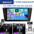 4+64G Carplay 9" Android13 Für BMW 3ER E90 E91 E92 E93 DAB+ Autoradio GPS BT KAM