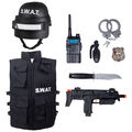 SWAT Set Weste Helm & Accessoires Kinder Kostüm Polizei Fasching Karneval