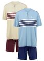 2er PACK - HERREN-SHORTY - PYJAMA bordeaux-beige + marine-blau 56/58 60/62 68/70