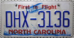 North Carolina USA Nummernschild Auto Kennzeichen US Car License Plate DHX 3136