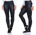 Lederoptik Leggings Damen gefüttert Softfleece Thermoleggings Lederimitat 36-42