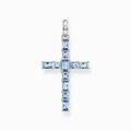 THOMAS SABO Anhänger Kreuz mit aqua Steinen silber, 925 Silber, PE939-009-1