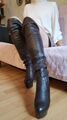 Stiefel Kunstleder Knielang Overknee Braun High Heels Faux Leather 45 Sammler