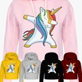 Tupfen Einhorn Damen neu Sweatshirt Hoodie inspiriert kurz geschnitten Bodywärmer Kapuze