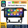 4+64G Android 13 Für Ford S-Max 2007-2015 Carplay Autoradio GPS Navi DAB+ SWC BT