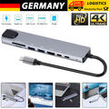 USB-C Hub 8-IN-1 Adapter 4K HDMI USB 3.0 LAN RJ45 Ethernet Micro SD Kartenleser