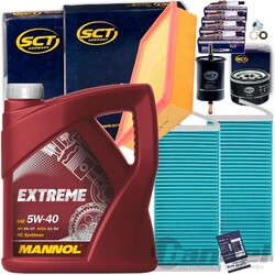 INSPEKTIONSPAKET FILTERSET+MANNOL 5W40 ÖL passend für RENAULT KANGOO 1.6 87 PS